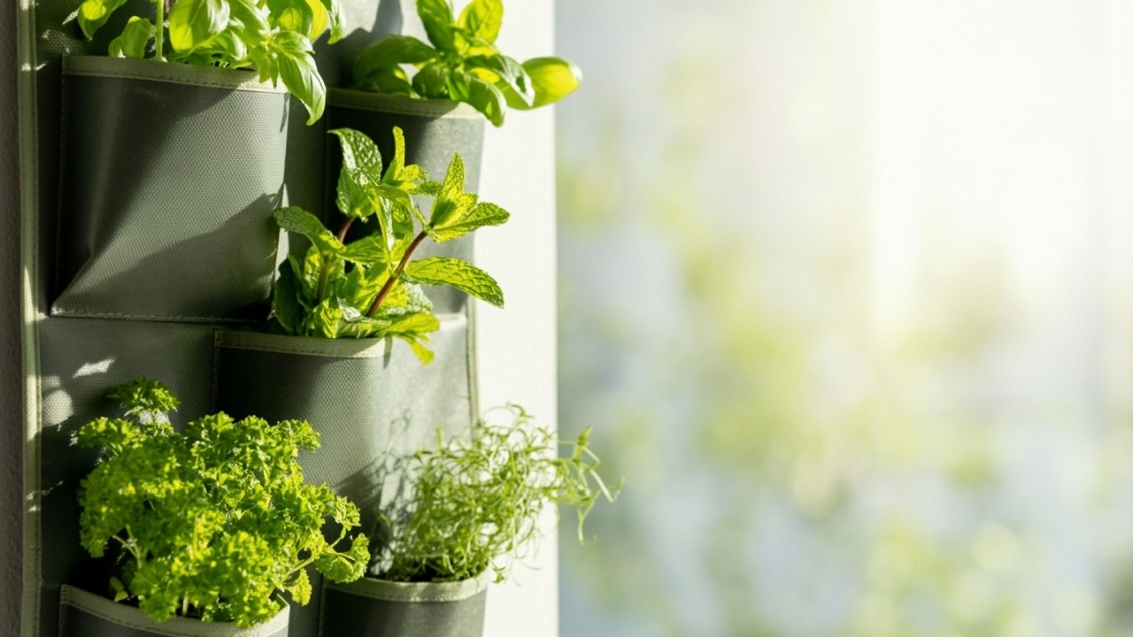 herb hanging plants using shoe organizer
