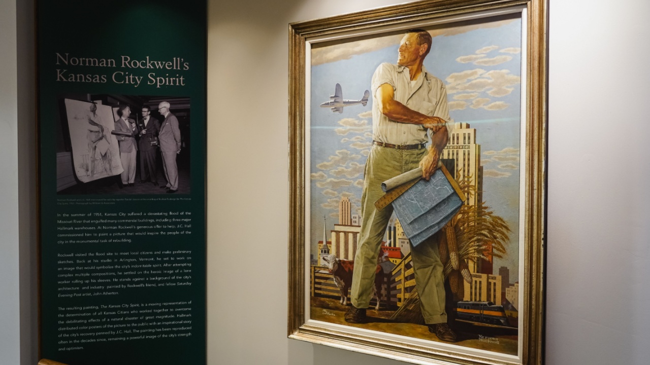 Kansas City, Missouri - September 21, 2022: "The Kansas City Spirit" by Norman Rockwell, 1951, at Hallmark visitor's center.