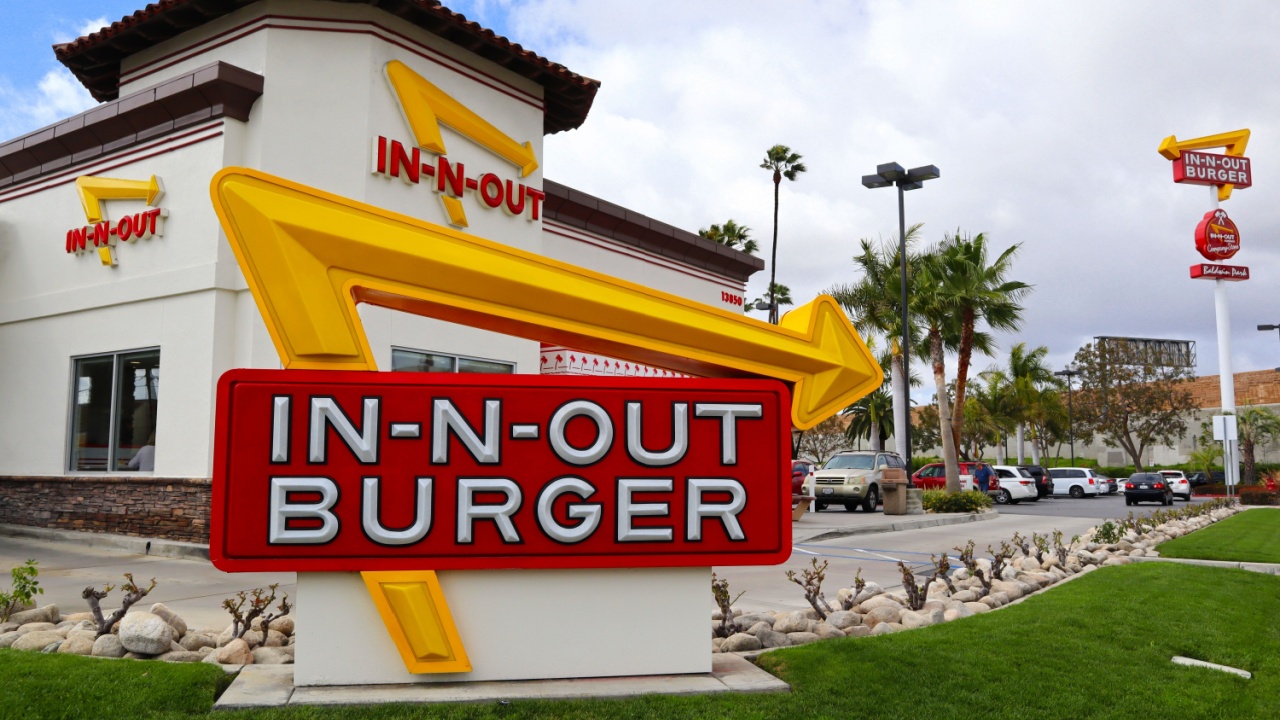 Baldwin Park, California – February 14, 2025: In-N-Out Burger, iconic American fast food chain known for its fresh burgers and fries, primarily located in the Southwest and Pacific Coast