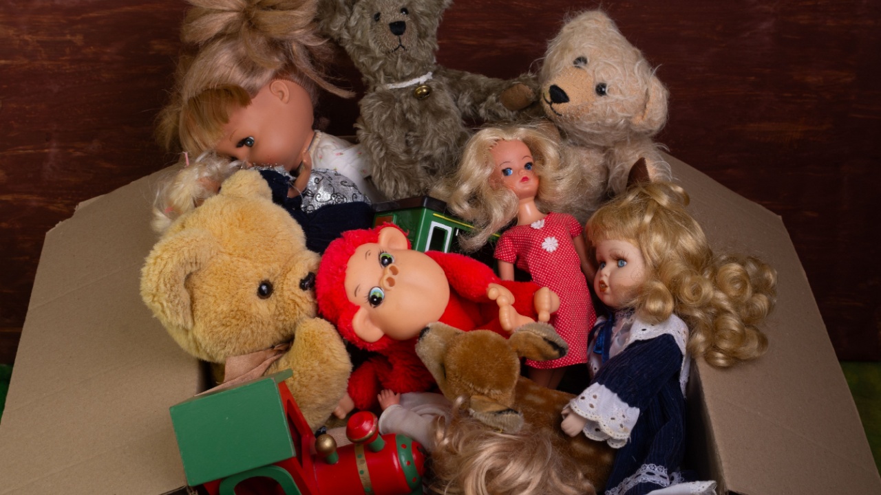 Box of old toys, old toys box