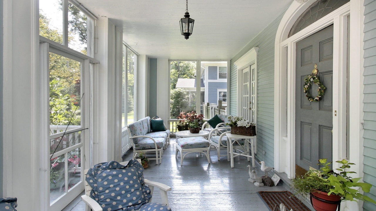 Porch in large suburban home