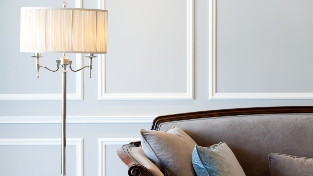 Relax area with lamp, selective focus