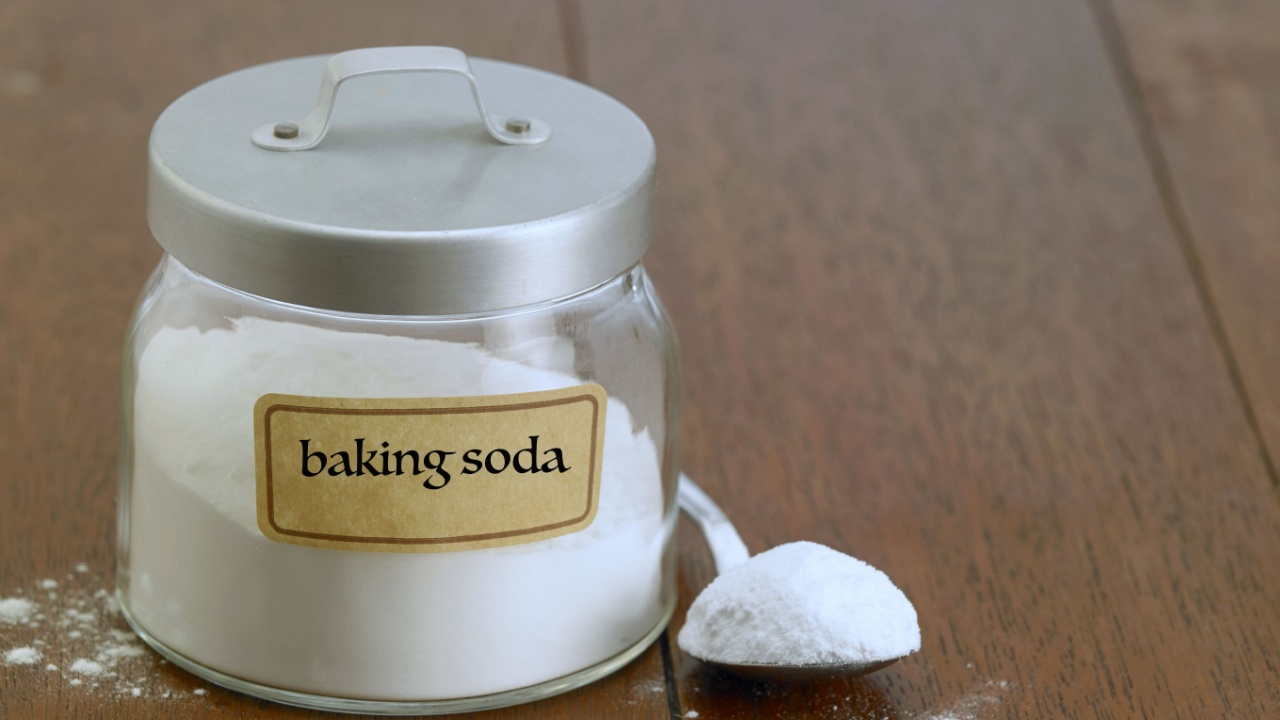 baking soda on the wooden table top