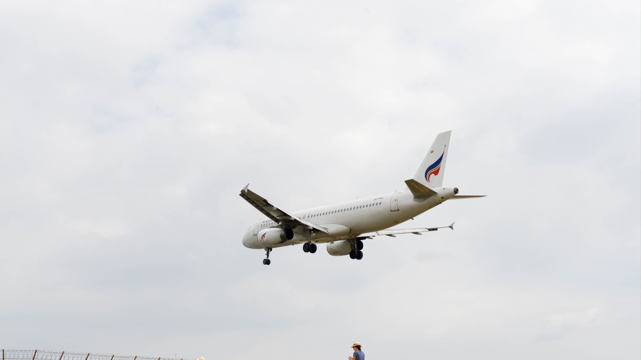 Phuket, Thailand - february 13, 2017 : Bangkok airways airplane landing at phuket international airport
