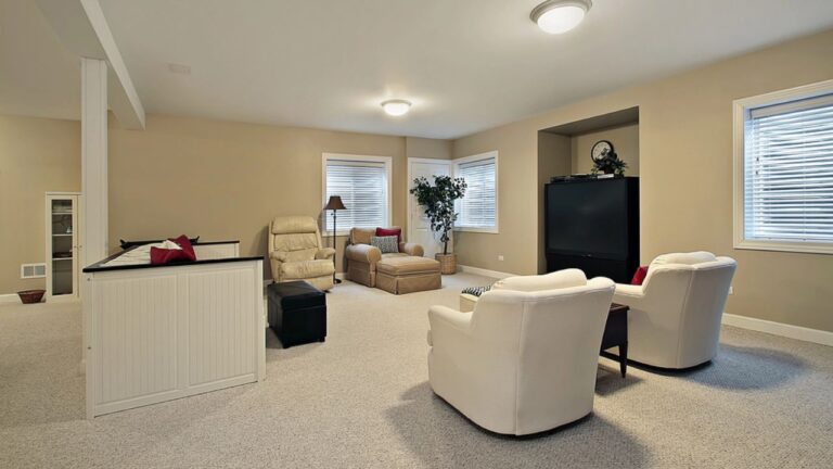 Basement with tan walls