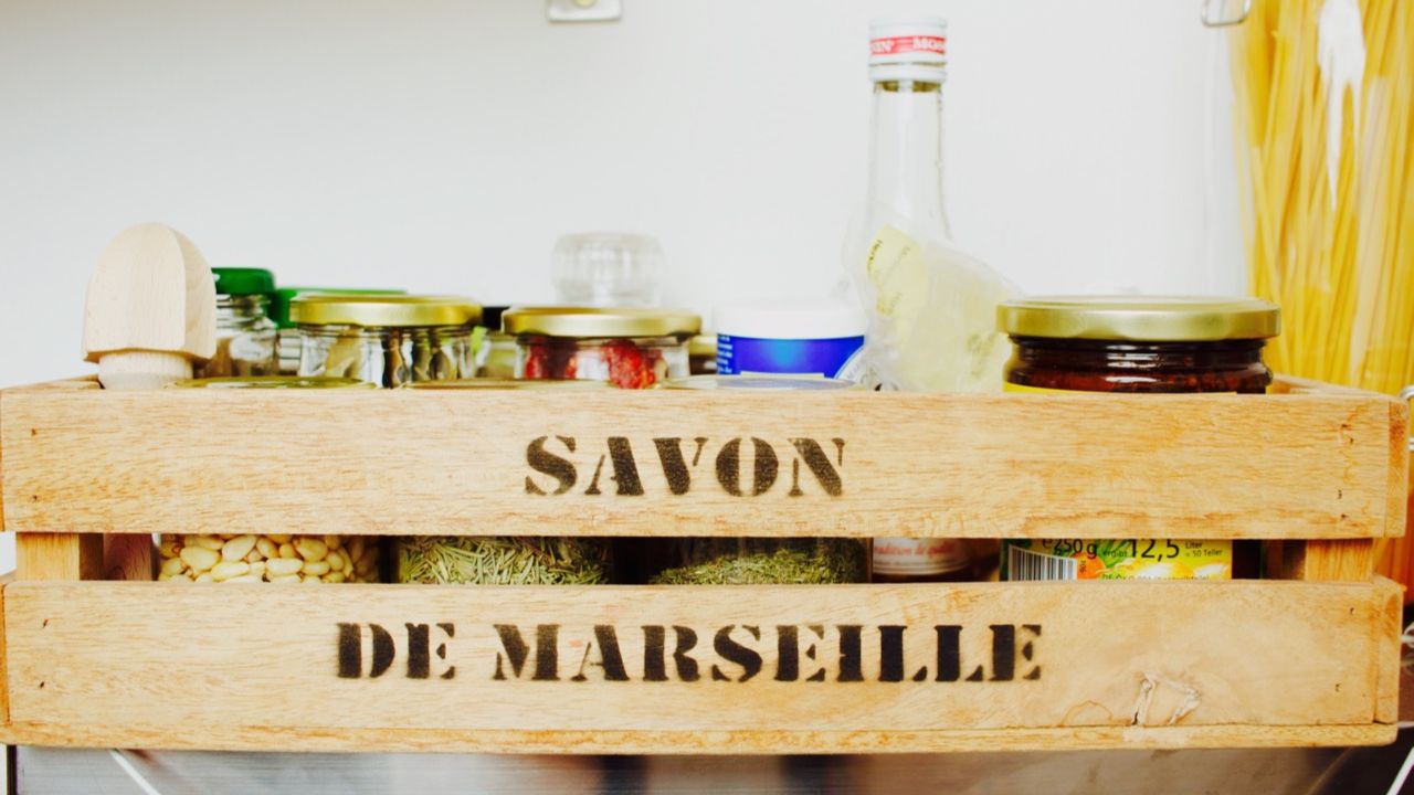 Old crate with spices