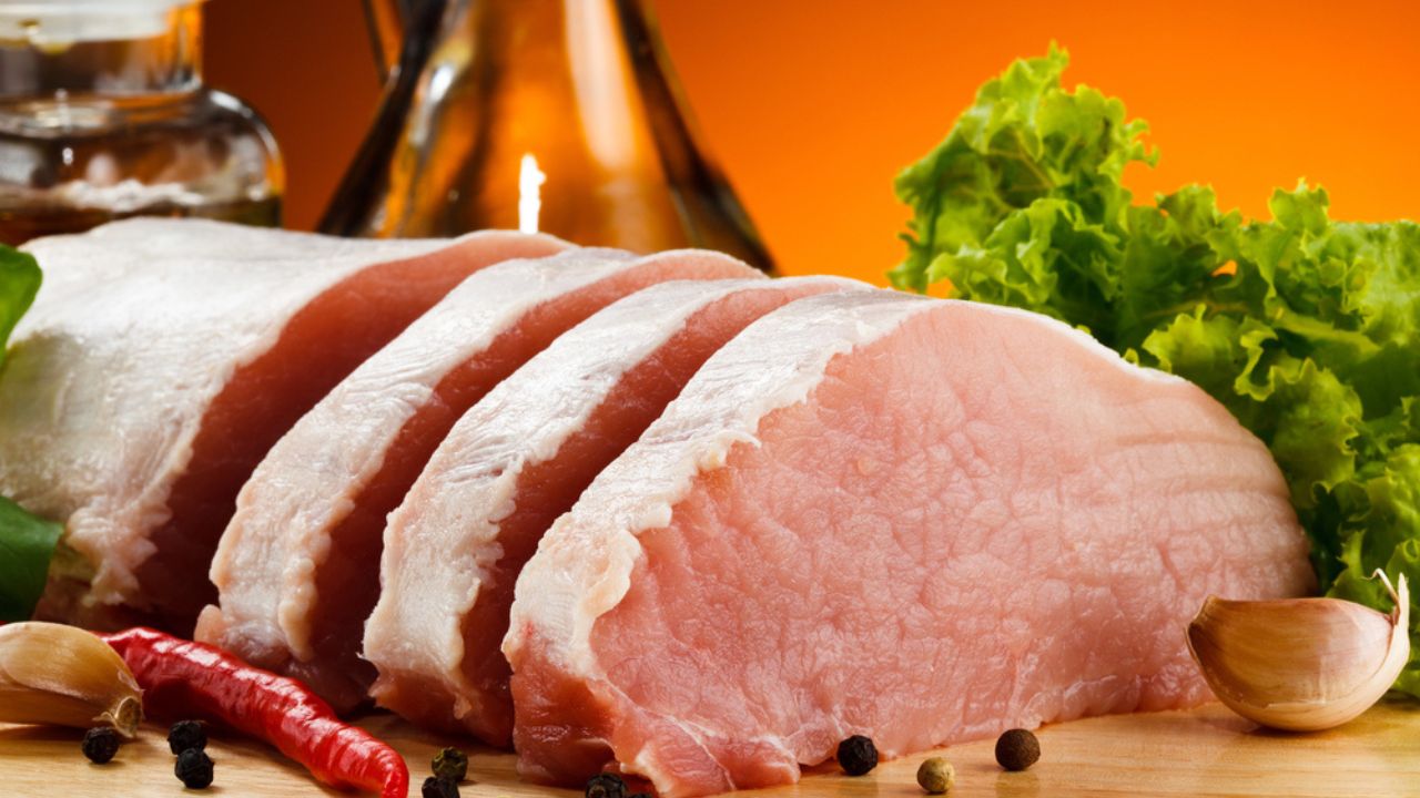 Raw pork on cutting board