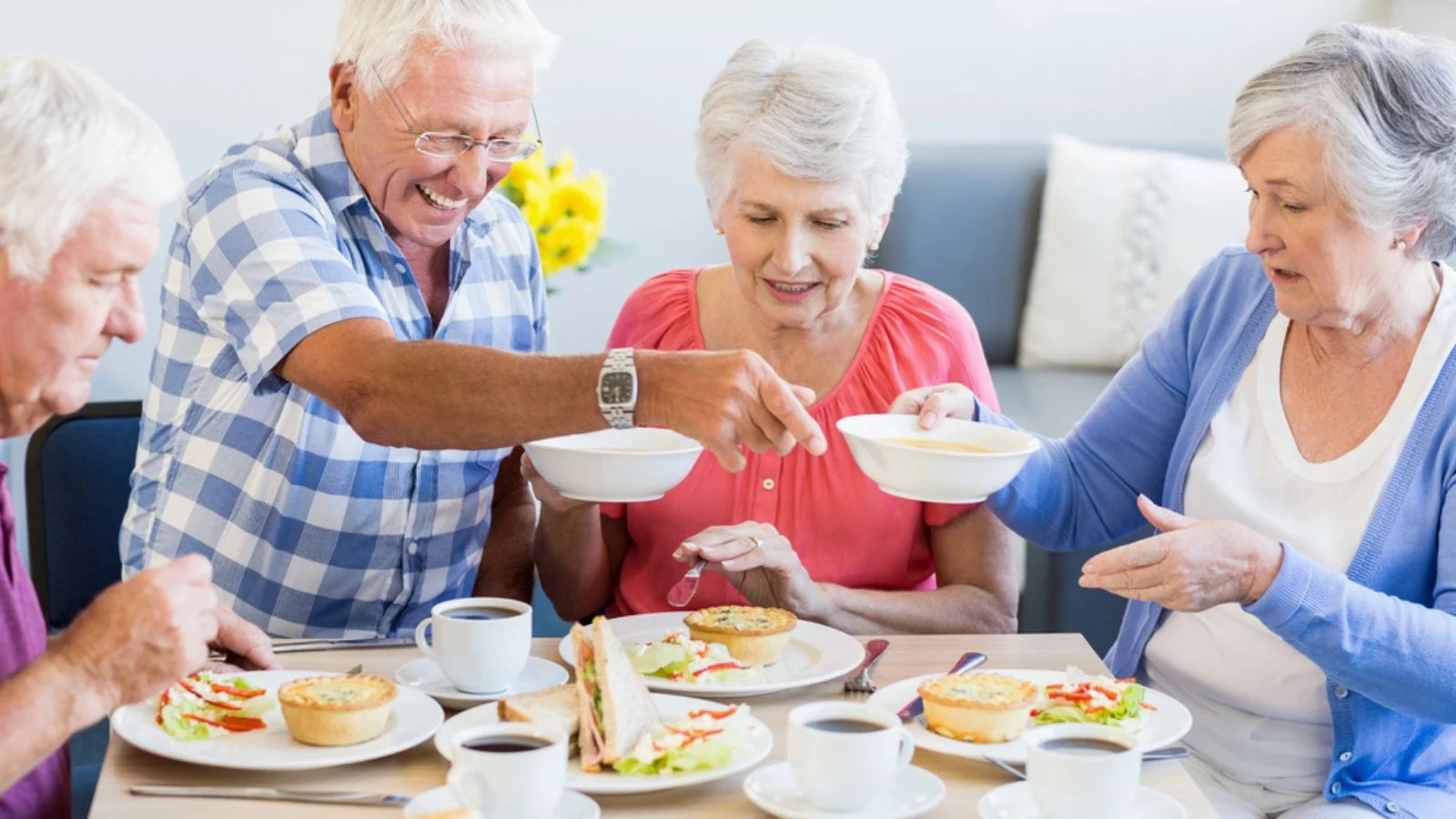 Seniors having lunch together