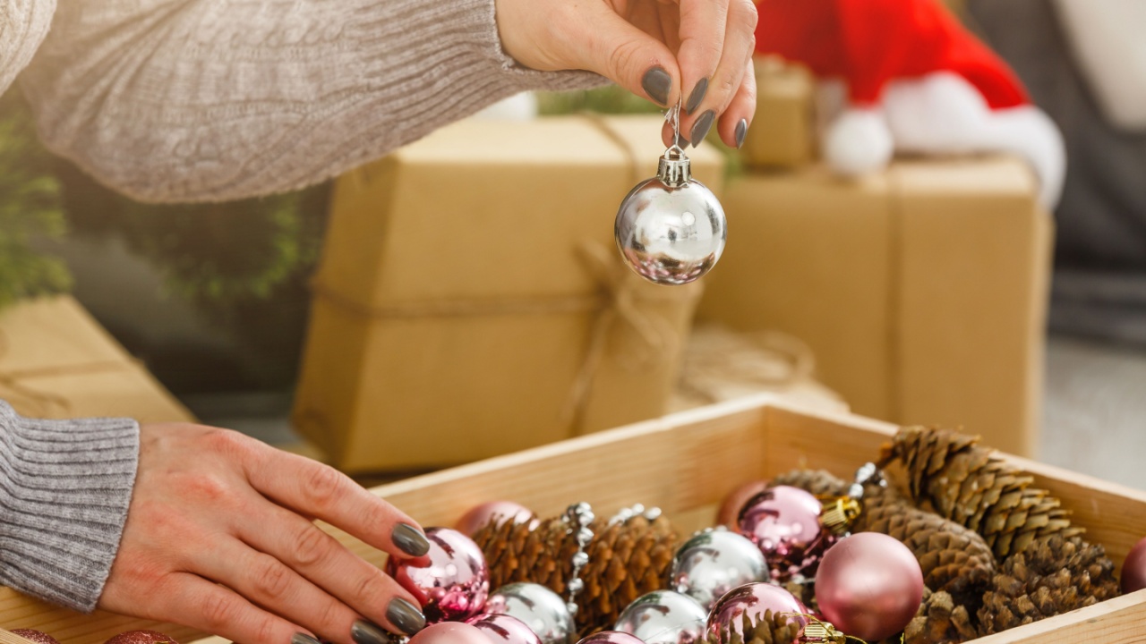 woman preparing a christmas present