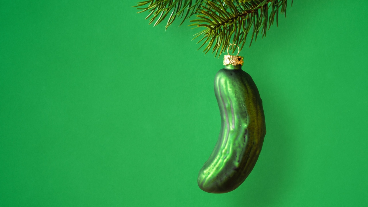 An image of a typical Christmas gherkin decoration