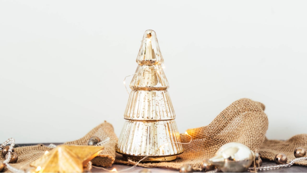 Gold mercury glass Christmas tree decor