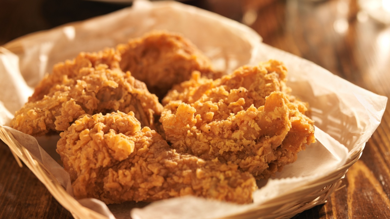 fried chicken basket in golden light