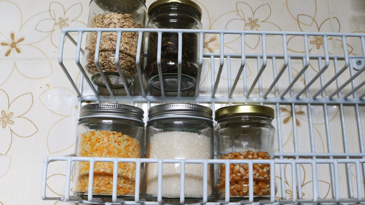glass jars neatly arranged on the shelf