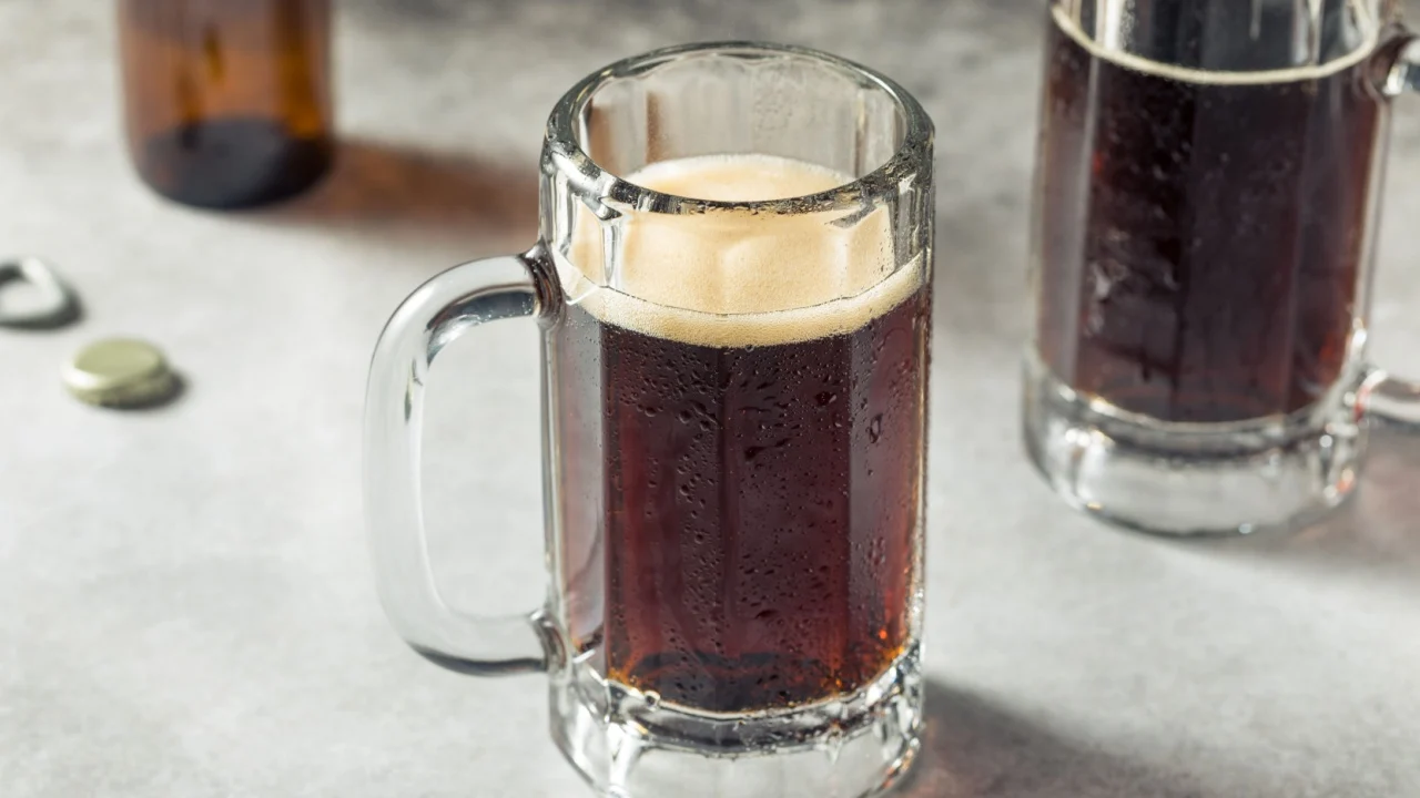 Cold Refreshing Root Beer Soda in a Glass