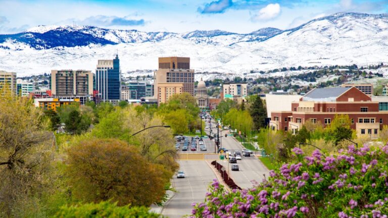 Spring snow on the foothills above downtown Boise, Idaho