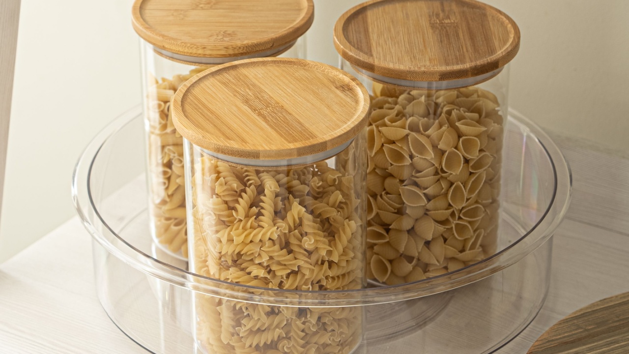 Bamboo Storage Jars in lazy susan