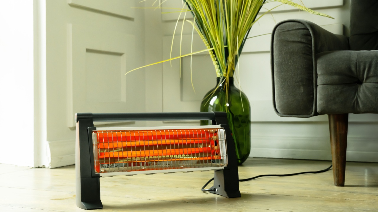 Home heater on the room floor