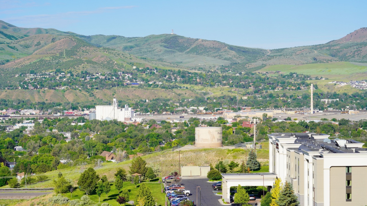 The big mountain, Idaho state University campus and city Pocatello in the state of Idaho
