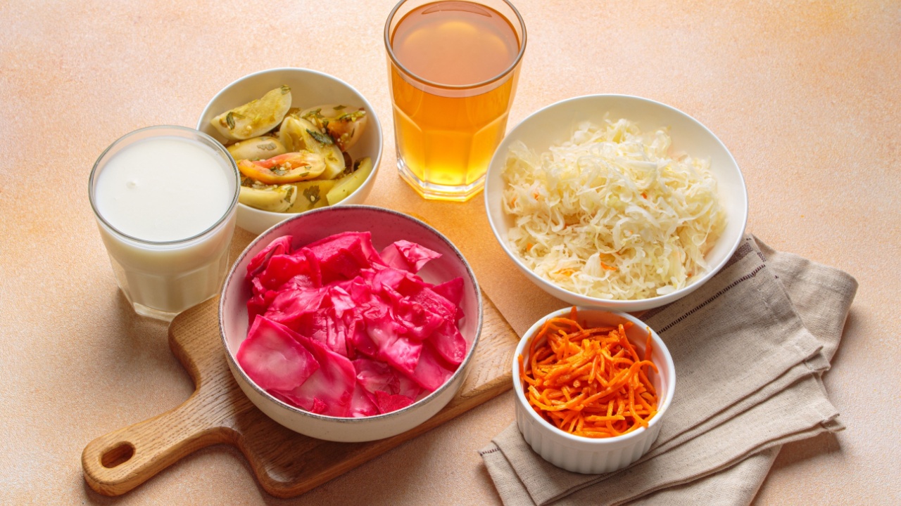 Fermented food improving gut health with probiotics and lactic acid bacteria