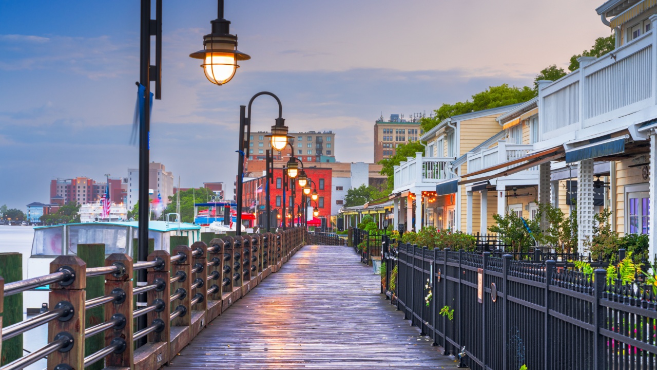 Downtown Norfolk, Virginia, USA at dawn on Cape Fear.