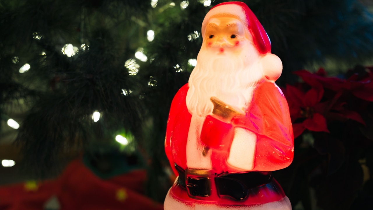 Tipton, Missouri - December 23, 2024: A vintage Santa blow mold from the 1960s.