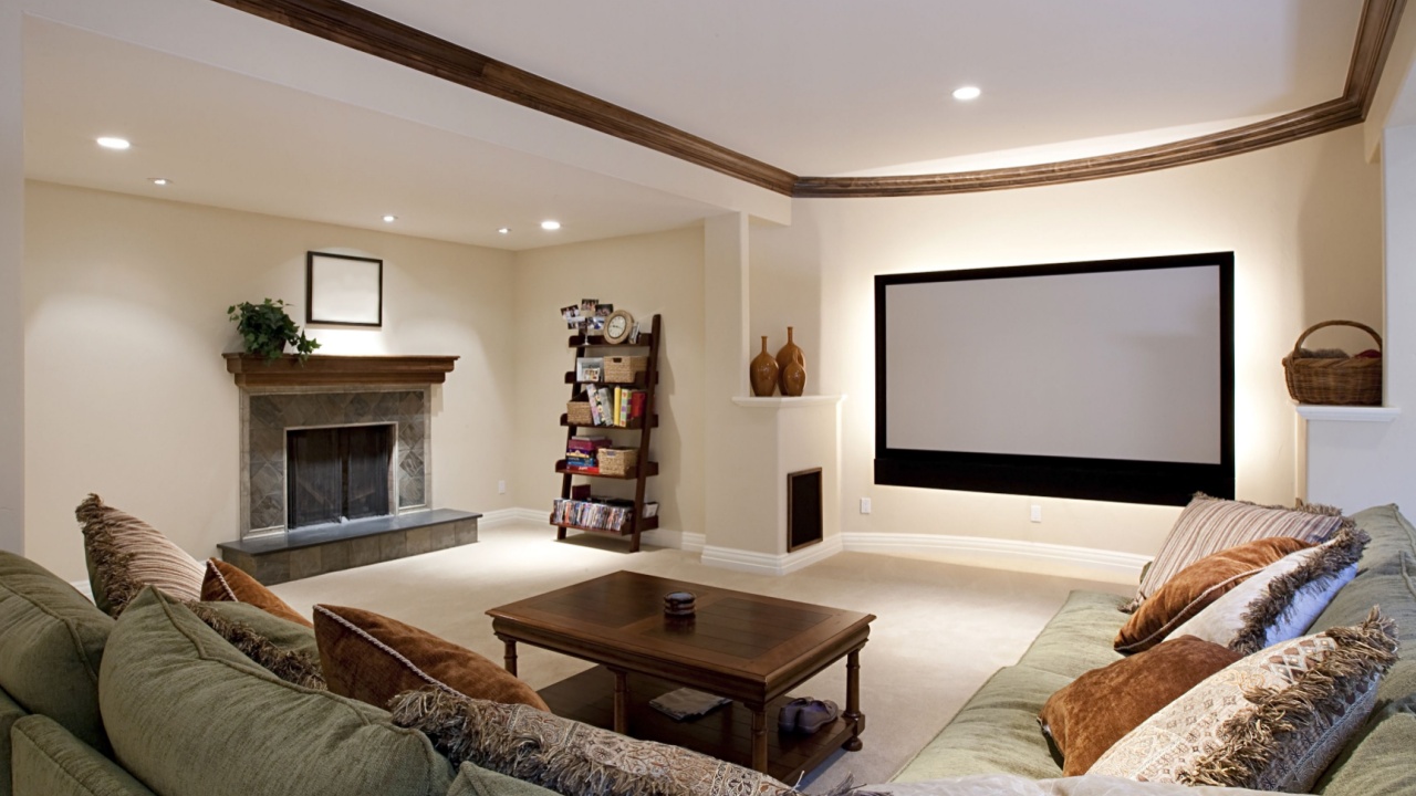 Wide angle of theater room