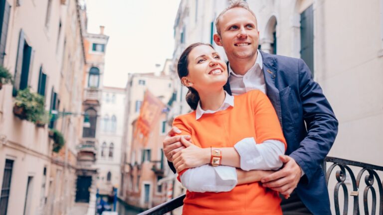 Inlove couple on old Venice street