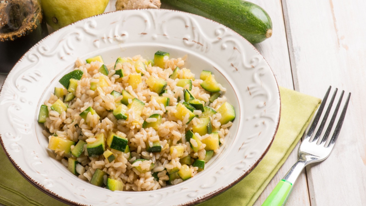 risotto with soy sauce zucchinis and ginger