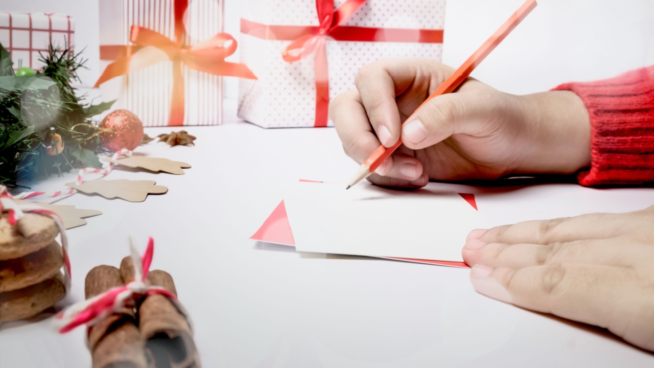Write wishing on the greeting card and Christmas card.