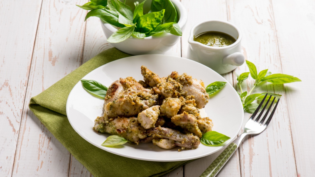 stew chicken with pesto sauce
