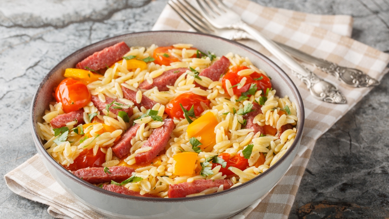 sausage and peppers with rice