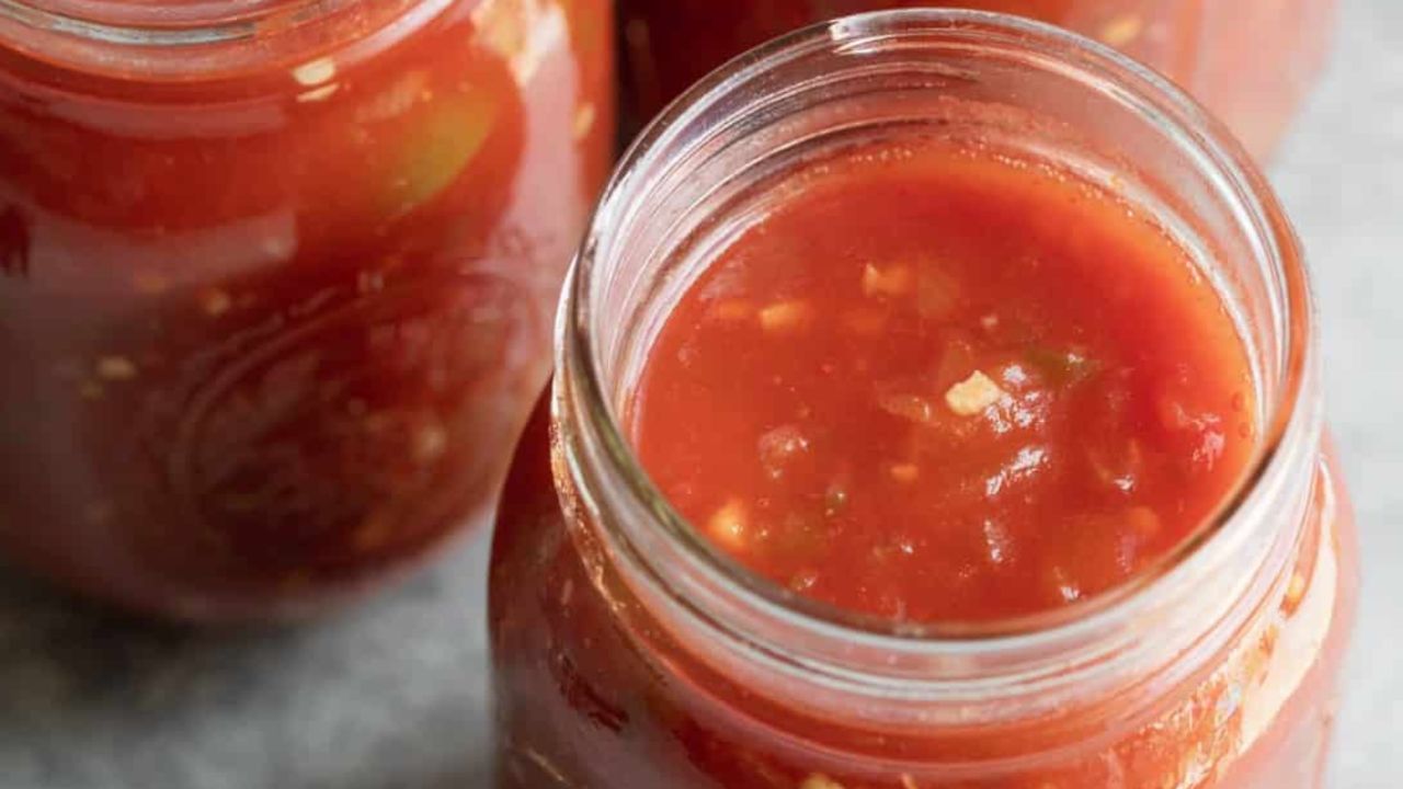 homemade salsa in a jar