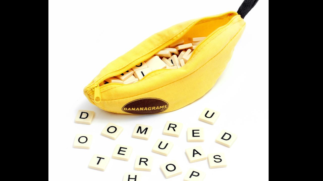 A Bananagrams case and tiles.