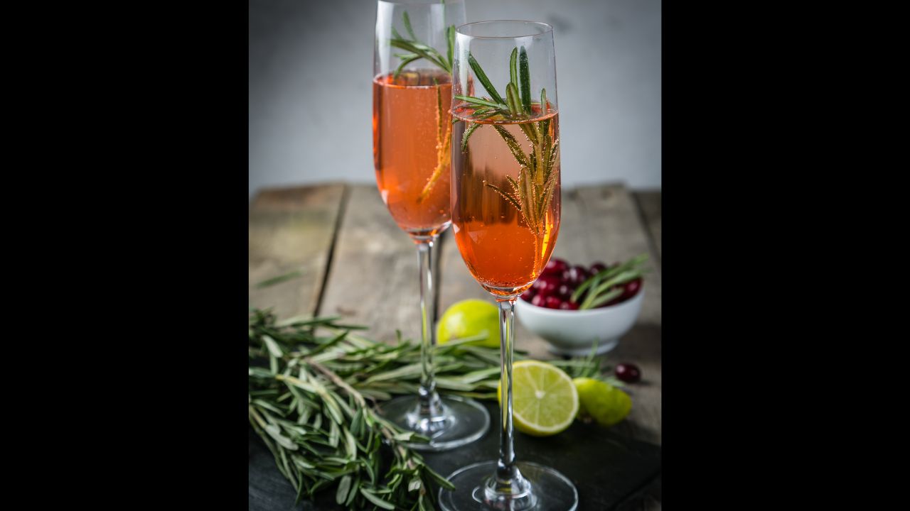 Cranberry and rosemary champagne cocktail