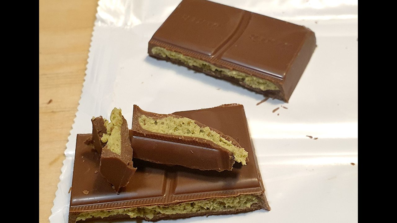Dubai chocolate - a chocolate bar with a filling made of kadayif and pistachio