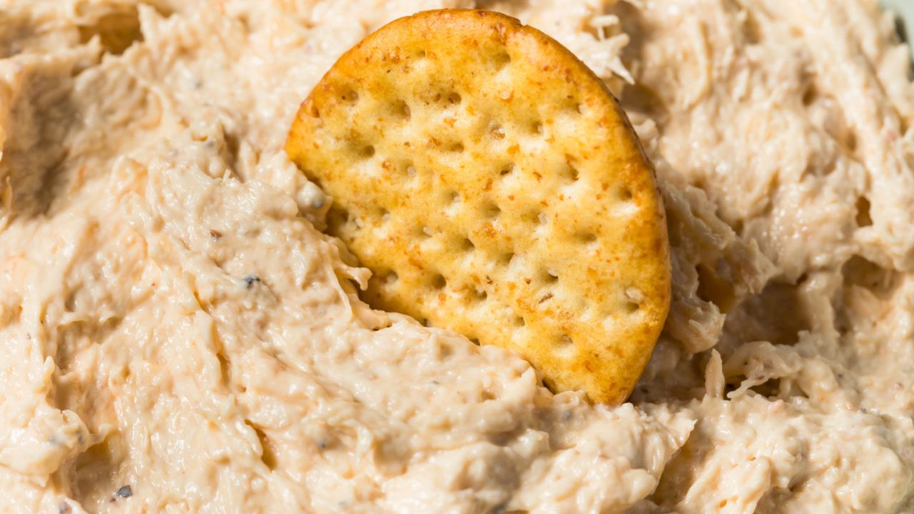 Homemade Creamy Crab Dip Appetizer with Round Crackers
