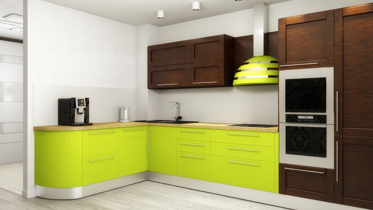 Interior of modern kitchen 3D rendering