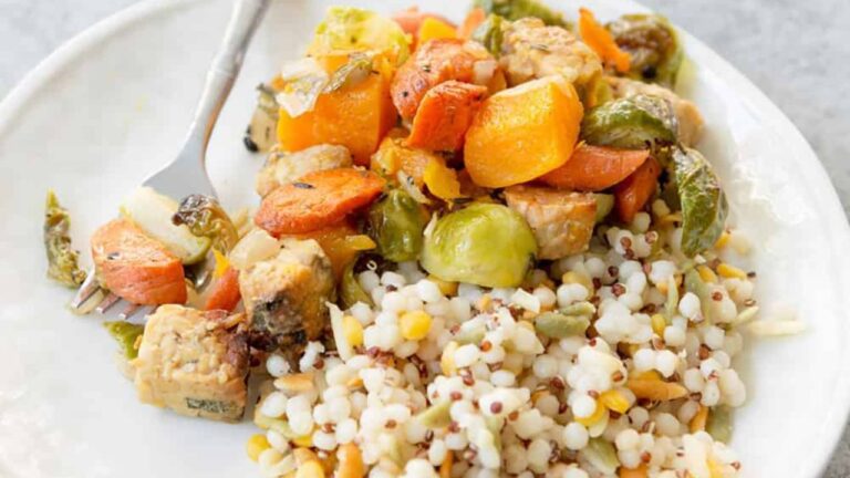 Sheet Pan Maple Balsamic Tempeh and Vegetables