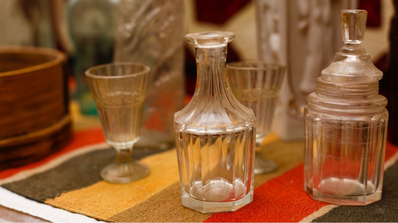 old decanters and glasses