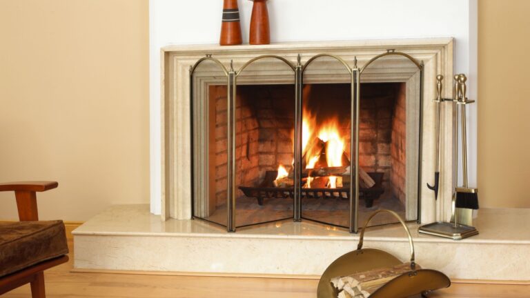 house fireplace with fire