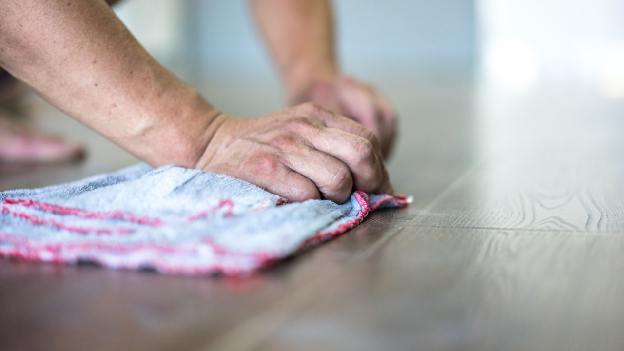 worker cleaning floor