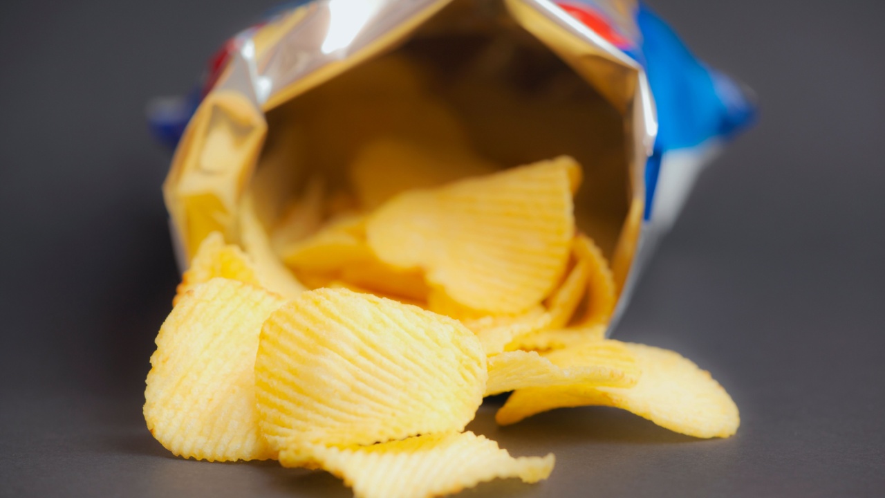 bag of potato chips with close up