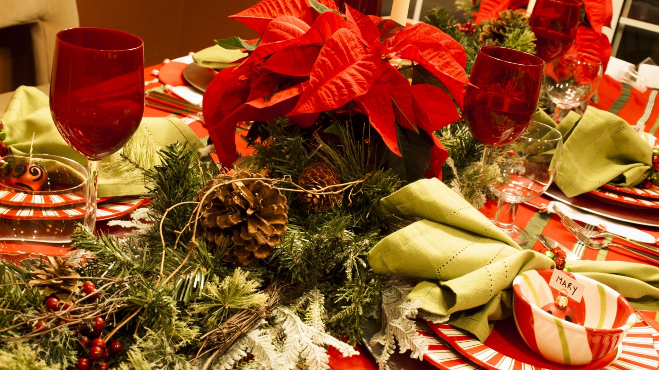 A table set for a holiday meal.