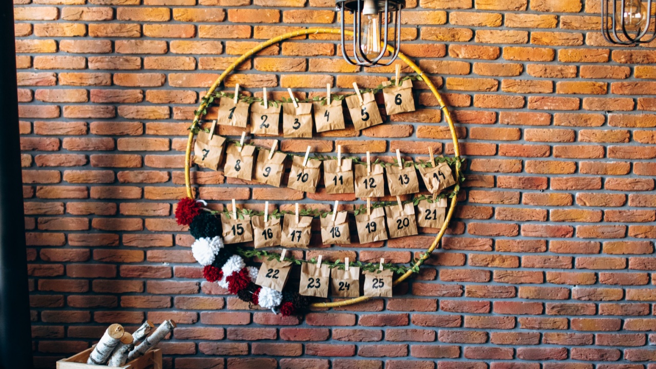 Christmas loft interior with decorated calendar