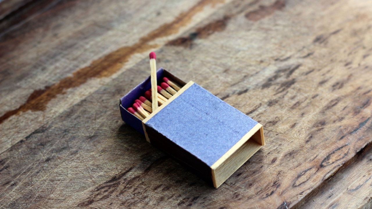 Matchbox on close up over the board