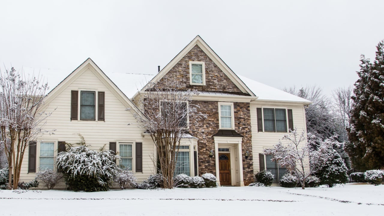 A nice house after a snow storm winter