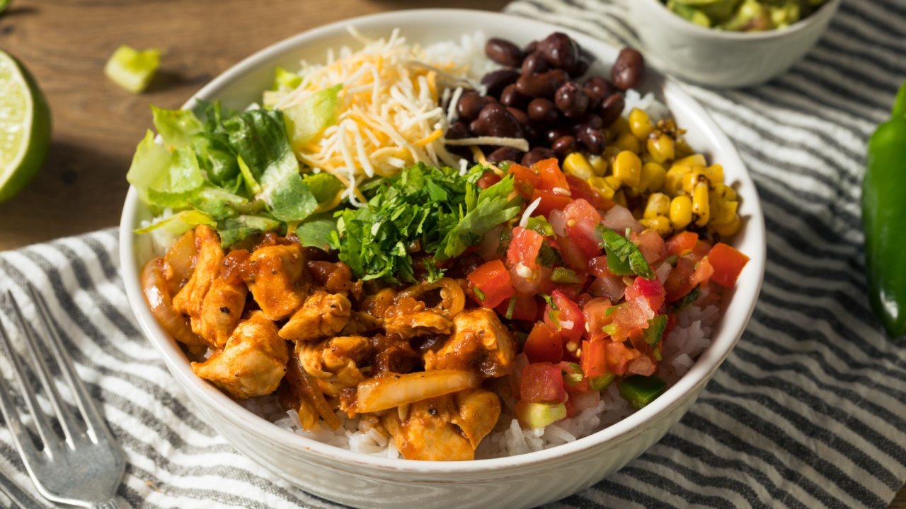Homemade Healthy Chicken Burrito Bowl with Salsa Corn and Beans