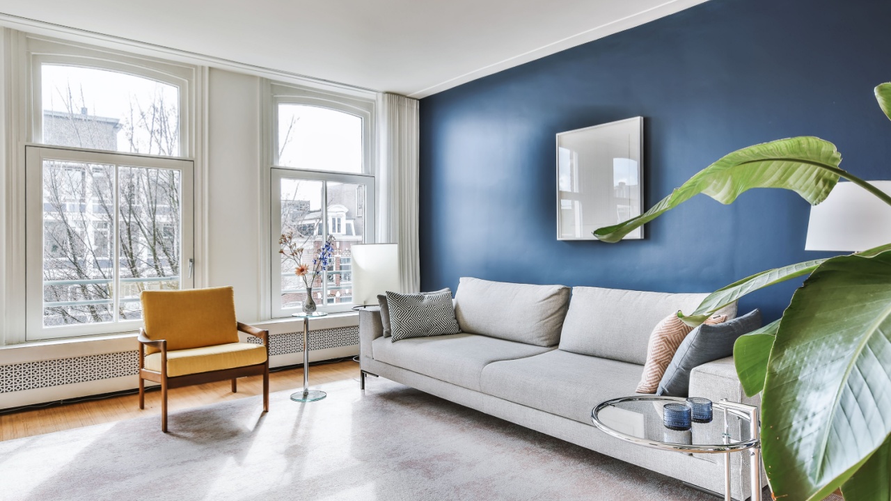 Modern furniture in a bright living room