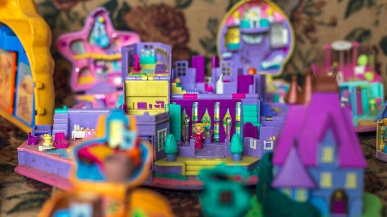 Araucania, Chile - September 03, 2017: Collection of Polly Pocket, miniature doll houses, that were very popular in the 90's