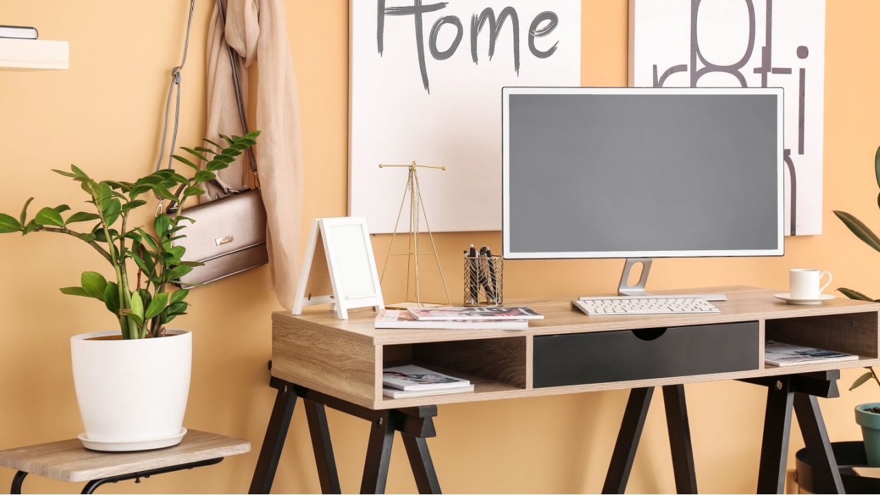 Comfortable workplace with modern computer in office